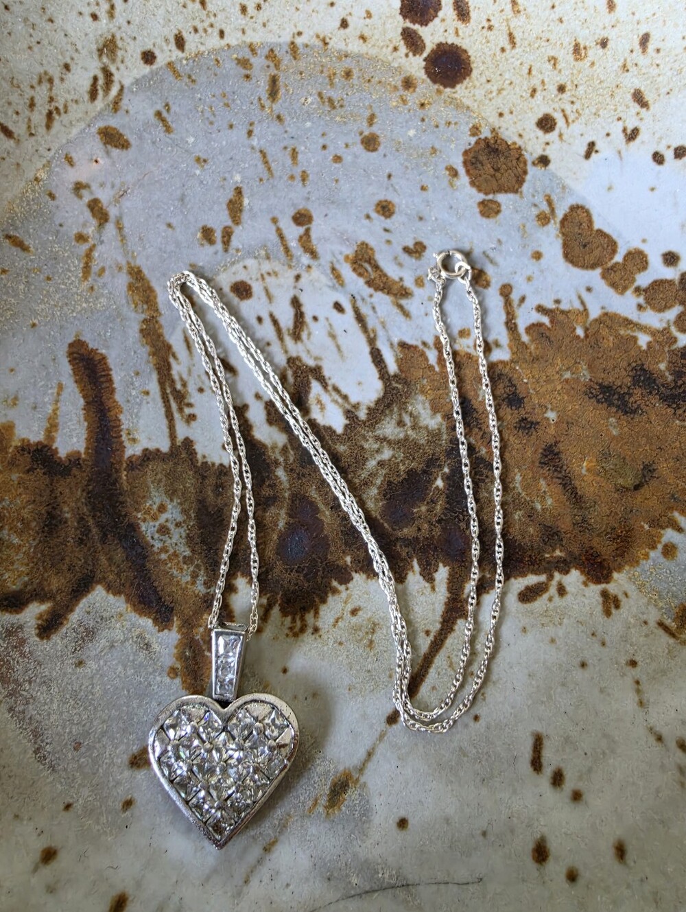 925 Sterling silver heart necklace with Czs